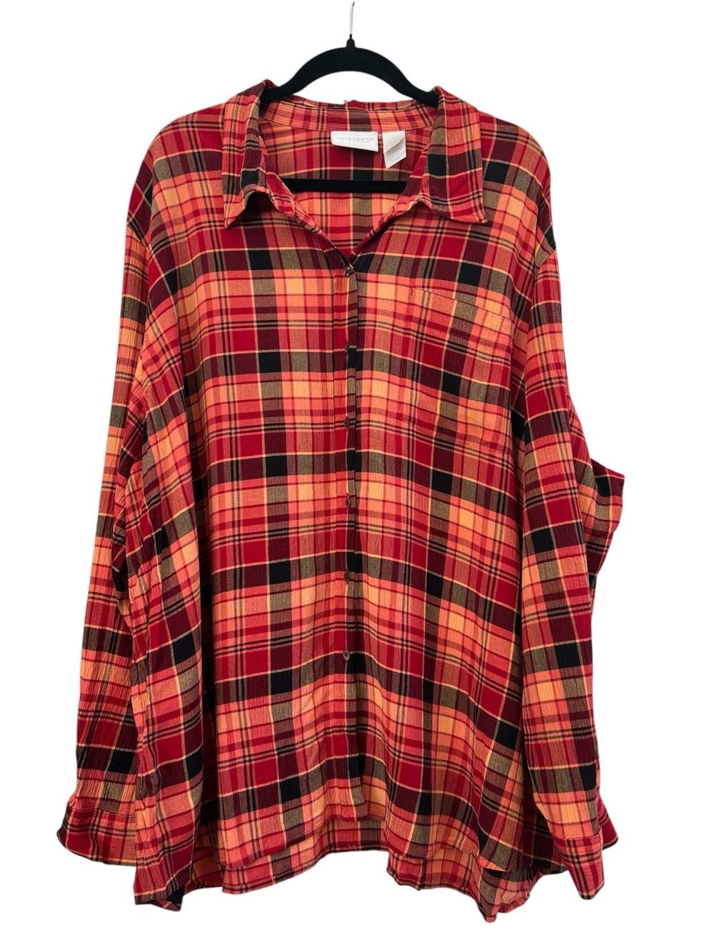 Elisabeth by Liz Claiborne 3X Plaid Rayon Button Down Shirt Fall Cabincore - Picture 2 of 5